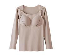 ZYHARUKO Camiseta de lactancia para maternidad, apertura privada, cálida, elástica, de poliéster, suave, para embarazo, comodidad y lactancia, Tez crema, XXL