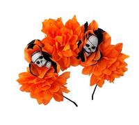 ZYHARUKO Diadema de corona de flores de Halloween Cincos Des Mayoes, disfraz de fiesta Dias Des Los Muerto, accesorio de fotografía, diadema de corona de flores para mujer
