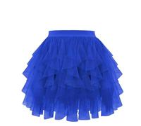 ZYHARUKO Falda tutú asimétrica de tul en capas para mujer, color liso, cintura elástica, longitud a la rodilla, fiesta, carnaval, fiesta corta, azul real, S