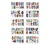 ZYHARUKO Kids Safe Temporary Brand The Face Sheets - Diseños de transporte de dibujos animados, paquete de 10 calcomanías para fiestas y aviones, marca temporal The Face