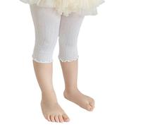 ZYHARUKO Leggings de fiesta para niñas, mallas de primavera para niñas, pantalones capris elásticos para danza, mallas transpirables y recortadas, pantalones para niños, blanco, S