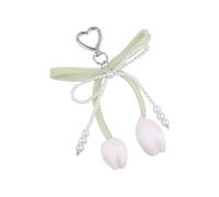 ZYHARUKO Llavero estético para mujer, perlas y lazos, colgante para bolsa de San Valentín, regalo para bolso, mochila, decoración, perlas, lazos, llavero, Q1857 2