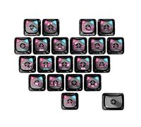 ZYHARUKO MAO Profile Cats & Heart - Juego de 21 teclas transparentes para teclados mecánicos, materiales de policarbonato que brillan a través del diseño que brilla en la oscuridad, teclas de corazón