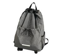 ZYHARUKO Mochila con cordón, resistente al agua, para deportes, gimnasio, natación, raqueta de tenis, mochilas para hombres y mujeres, con correa para esterilla de yoga, mochilas con cordón, gris