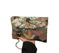 ZYHARUKO Moderno bolso de mano de paja tejido con lentejuelas bordado, accesorio esencial para fiesta, bolso de noche de paja sostenible, Brown, One Size