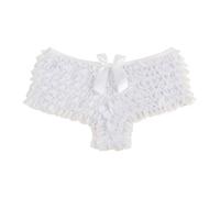 ZYHARUKO Pantalones cortos de encaje con volantes para mujer, pantalones cortos de calabaza Lolitas, pantalones cortos en capas, pantalones cortos con volantes, blanco, D