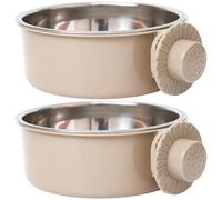 ZYHARUKO Paquete de 2 cuencos colgantes grandes de acero inoxidable de 650 ml con base antideslizante para perros y gatos, cuenco de montaje seguro, comedero a prueba de derrames