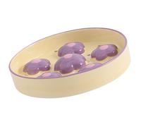 ZYHARUKO Plato decorativo de alimentación lenta, comedero de cerámica, alimentación lenta, flor dibujada a mano, en plato de cerámica, cuenco pintado a mano para gatos