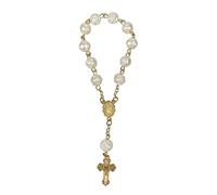 ZYHARUKO Rosario de dedo acrílico para bautizo, pequeño rosario con cruz para fiesta de comunión, boda, rosarios de dedo, perlas de imitación católicas, bautizo, comunión, bodas, talla única, como se