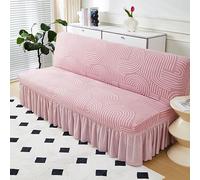 ZYHBBGXFC-XM Funda de futón sin Brazos con faldón con Volantes, Muy elástica, Antideslizante, sin reposabrazos, de Terciopelo Grueso, Suave y Acogedor.(Pink,Medium (160-190cm))