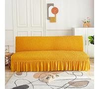 ZYHBBGXFC-XM Funda de futón sin Brazos con faldón con Volantes, Muy elástica, Antideslizante, sin reposabrazos, de Terciopelo Grueso, Suave y Acogedor.(Yellow,Large (190-210cm))