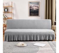 ZYHBBGXFC-XM Funda de futón sin Brazos con faldón con Volantes, Muy elástica, Antideslizante, sin reposabrazos, de Terciopelo Grueso, Suave y Acogedor.(Gray,Medium (160-190cm))