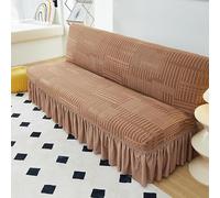 ZYHBBGXFC-XM Funda de futón sin Brazos con faldón con Volantes, Muy elástica, Antideslizante, sin reposabrazos, de Terciopelo Grueso, Suave y Acogedor.(Brown,Medium (160-190cm))