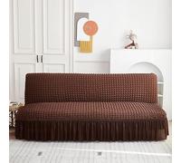 ZYHBBGXFC-XM Funda de futón sin Brazos con faldón con Volantes, Muy elástica, Antideslizante, sin reposabrazos, de Terciopelo Grueso, Suave y Acogedor.(Brown,Medium (150-190cm))