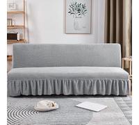 ZYHBBGXFC-XM Funda de futón sin Brazos con faldón con Volantes, Muy elástica, Antideslizante, sin reposabrazos, de Terciopelo Grueso, Suave y Acogedor.(Gray,Medium (160-190cm))