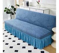 ZYHBBGXFC-XM Funda de futón sin Brazos con faldón con Volantes, Muy elástica, Antideslizante, sin reposabrazos, de Terciopelo Grueso, Suave y Acogedor.(Blue,Small (120-150cm))