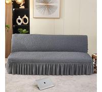 ZYHBBGXFC-XM Funda de futón sin Brazos con faldón con Volantes, Muy elástica, Antideslizante, sin reposabrazos, de Terciopelo Grueso, Suave y Acogedor.(Gray,Medium (150-190cm))