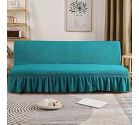 ZYHBBGXFC-XM Funda de futón sin Brazos con faldón con Volantes, Muy elástica, Antideslizante, sin reposabrazos, de Terciopelo Grueso, Suave y Acogedor.(Green,Large (190-210cm))
