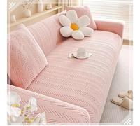 ZYHBBGXFC-XM Funda de sofá de 1, 2, 3, 4 y 5 plazas, de Terciopelo Grueso de Lujo, Protector de Muebles de Color Liso, Funda elástica for sillón reclinable(Pink,4-Seat 235-300cm)