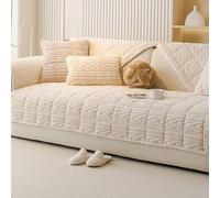 ZYHBBGXFC-XM Lujosa Funda de sofá de Piel sintética: Gruesa, Afelpada y Antideslizante, Suave y Peluda, Ideal for niños y Mascotas, Color Liso.(Beige,70 * 240cm/28 * 95in)