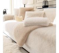 ZYHBBGXFC-XM Lujosa Funda de sofá de Piel sintética: Gruesa, Afelpada y Antideslizante, Suave y Peluda, Ideal for niños y Mascotas, Color Liso.(Camel Color,90 * 120cm/36 * 47in)