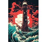 ZYHDK 1500 Piezas - Póster - Difficult Rompecabezas - Gifts - Seaside Lighthouses Abstract Painting - Imagen Artística De Un Juego para Aliviar El Estrés En Adultos - Kz238Dw