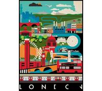 ZYHDK - 2000 piezas - Rompecabezas de colores - Fotos - Regalos - Londons Englands Travel Poster - Juguete Antiestrés Para Adultos - Juegos De Memoria Y Cognición - JP169Aq
