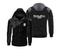 ZYHJZ Chaquetas con capucha y cremallera para hombre de Attack Titan, ropa deportiva informal con cremallera, sudadera suave y duradera con forro polar fino,Black-L