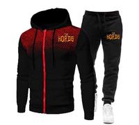 ZYHJZ Conjunto de chándal para hombre para el mundo de Warcraft, sudadera con capucha y cremallera completa, pantalones cortos, pantalones de chándal con cordón, conjuntos de 2 piezas,Black-S