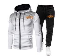ZYHJZ Conjunto de chándal para hombre para el mundo de Warcraft, sudadera con capucha y cremallera completa, pantalones cortos, pantalones de chándal con cordón, conjuntos de 2 piezas,White-L