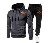 ZYHJZ Conjunto de chándal para hombre para el mundo de Warcraft, sudadera con capucha y cremallera completa, pantalones cortos, pantalones de chándal con cordón, conjuntos de 2 piezas,Grey-L