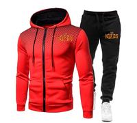 ZYHJZ Conjunto de chándal para hombre para el mundo de Warcraft, sudadera con capucha y cremallera completa, pantalones cortos, pantalones de chándal con cordón, conjuntos de 2 piezas,Red-XXL