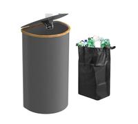 ZYHJZ Contenedores de reciclaje de 100 l para cocina y hogar, contenedores recolectores de botellas con tapa, organizador de clasificación de basura reciclable para interiores,Grey