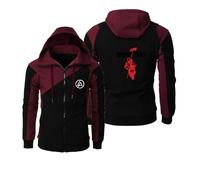 ZYHJZ Sudadera con capucha y cremallera para hombre, abrigo informal con capucha de Linkin Park, sudadera de forro polar fino con cremallera completa, sudadera de primavera,Wine red-XXL