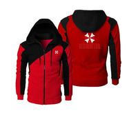 ZYHJZ Sudadera deportiva con cremallera para hombre, ideal para Resident Umbrella, para jóvenes, de manga larga, informal, deportiva, a la moda, con bolsillos.,Red-XL