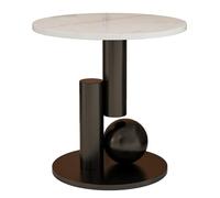 ZYHNNKL Mesita Auxiliar Redonda, mesita Auxiliar de Metal para sofá, fácil de Montar, con una Capacidad de Carga de 50 kg, para salón, Dormitorio, Interior y Exterior(White+Black,19.6in)