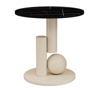 ZYHNNKL Mesita Auxiliar Redonda, mesita Auxiliar de Metal para sofá, fácil de Montar, con una Capacidad de Carga de 50 kg, para salón, Dormitorio, Interior y Exterior(Black+White,15.7in)