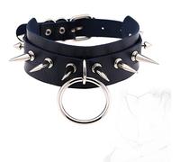ZYHNYTAO Collar de Cuero Collar Punk Gótico Gargantilla Erótica con Remaches O Ring Restricción SM Bondage Fetiche Esclavo Juego de Roles Cosplay Juguete Sexual para Mujeres Hombres Parejas