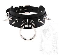 ZYHNYTAO Collar de Cuero Collar Punk Gótico Gargantilla Erótica con Remaches O Ring Restricción SM Bondage Fetiche Esclavo Juego de Roles Cosplay Juguete Sexual para Mujeres Hombres Parejas