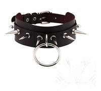 ZYHNYTAO Collar de Cuero Collar Punk Gótico Gargantilla Erótica con Remaches O Ring Restricción SM Bondage Fetiche Esclavo Juego de Roles Cosplay Juguete Sexual para Mujeres Hombres Parejas