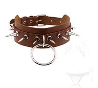 ZYHNYTAO Collar de Cuero Collar Punk Gótico Gargantilla Erótica con Remaches O Ring Restricción SM Bondage Fetiche Esclavo Juego de Roles Cosplay Juguete Sexual para Mujeres Hombres Parejas