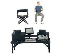 ZYIHNIRB 3 Figuras Pintadas a Escala 1:64 (1/64) para Director de Estudio de Filmación, Decoración, Funcionamiento Manual para Casa de Muñecas, Gris