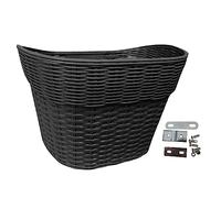 ZYIHNIRB Cesta Delantera para Bicicleta Estilo Retro, Duradera, Compatible con La Mayoría de Bicicletas para Adultos, Portaequipajes Extraíble, Accesorios para, L Negro