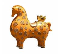 ZYIHNIRB Figurilla Resina Escultura Animal Montura Auspiciosa Carácter Chino Relieve Aplicable para Regalo de Ambientación Sala Trabajo, Gris, Caballo con Cabeza Alta