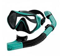 ZYIHNIRB Gafas de Buceo para Niños con Visión Clara Clip Lateral Ajustable Diseño y Lente de Cristal Reforzado Adecuado para Aprender a Bucear Vacaciones, Cian, Máscar Tubo