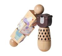 ZYIHNIRB Juguete Giratorio de Madera de 2 Piezas, Rompecabezas de Bloques, Juguete Educativo para Aprender a Agarrar Objetos con La Mano, Oso