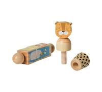 ZYIHNIRB Juguete Giratorio de Madera de 2 Piezas, Rompecabezas de Bloques, Juguete Educativo para Aprender a Agarrar Objetos con La Mano, León