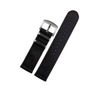zyimodl 18-24mm Correa de reloj tejida de nailon liso vintage para hombre con hebilla plateada/negra, 22mm
