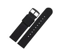 zyimodl 18-24mm Correa de reloj tejida de nailon liso vintage para hombre con hebilla plateada/negra, 20mm