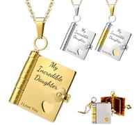 zyinoant Collar con texto en inglés "For Daughter-My Incredible Daughters", "To My Daughter from Mom and Dad", collar personalizado con libro de varias capas que se puede abrir, joyería con 6 páginas